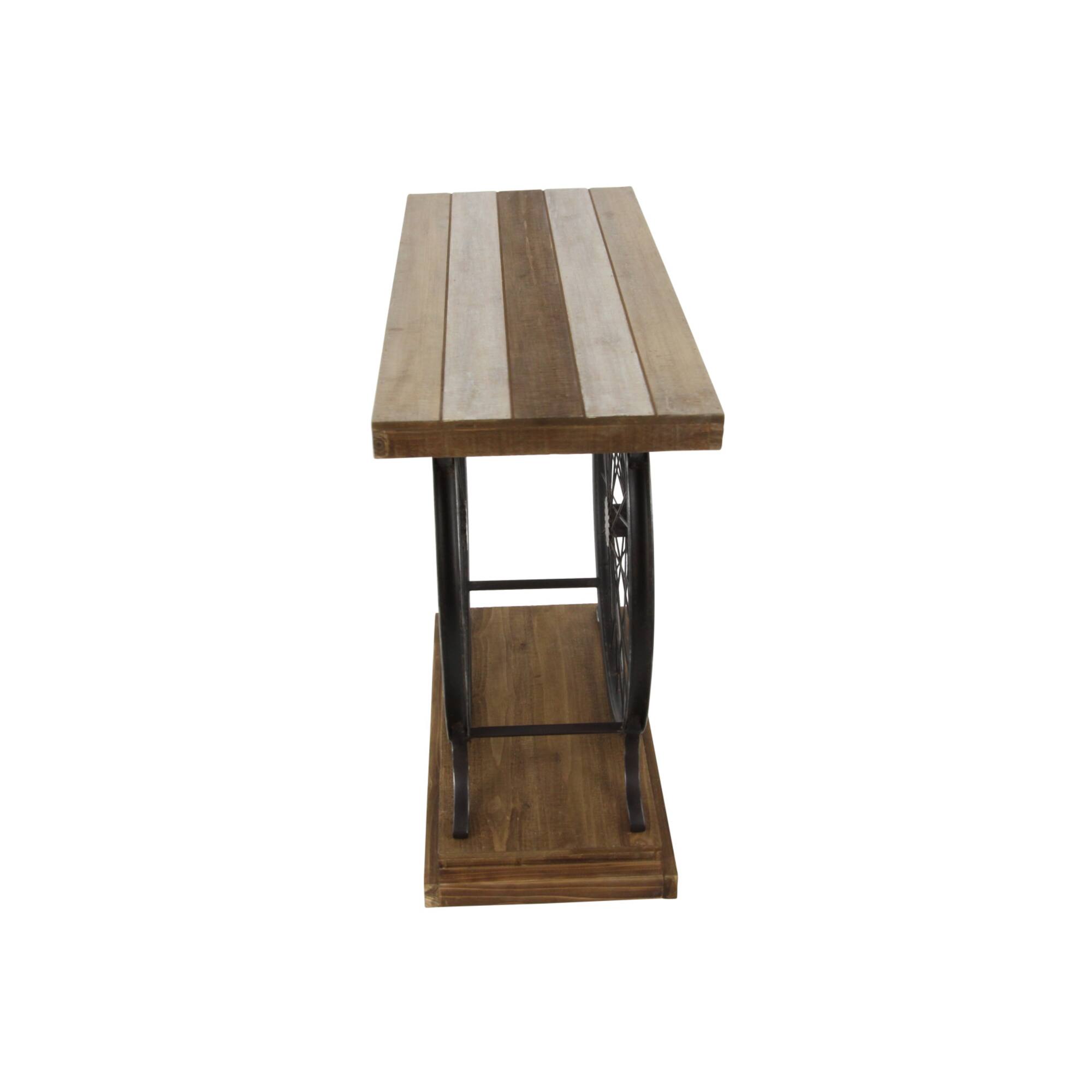 Brown Industrial Wood Console Table, 12" x 39"